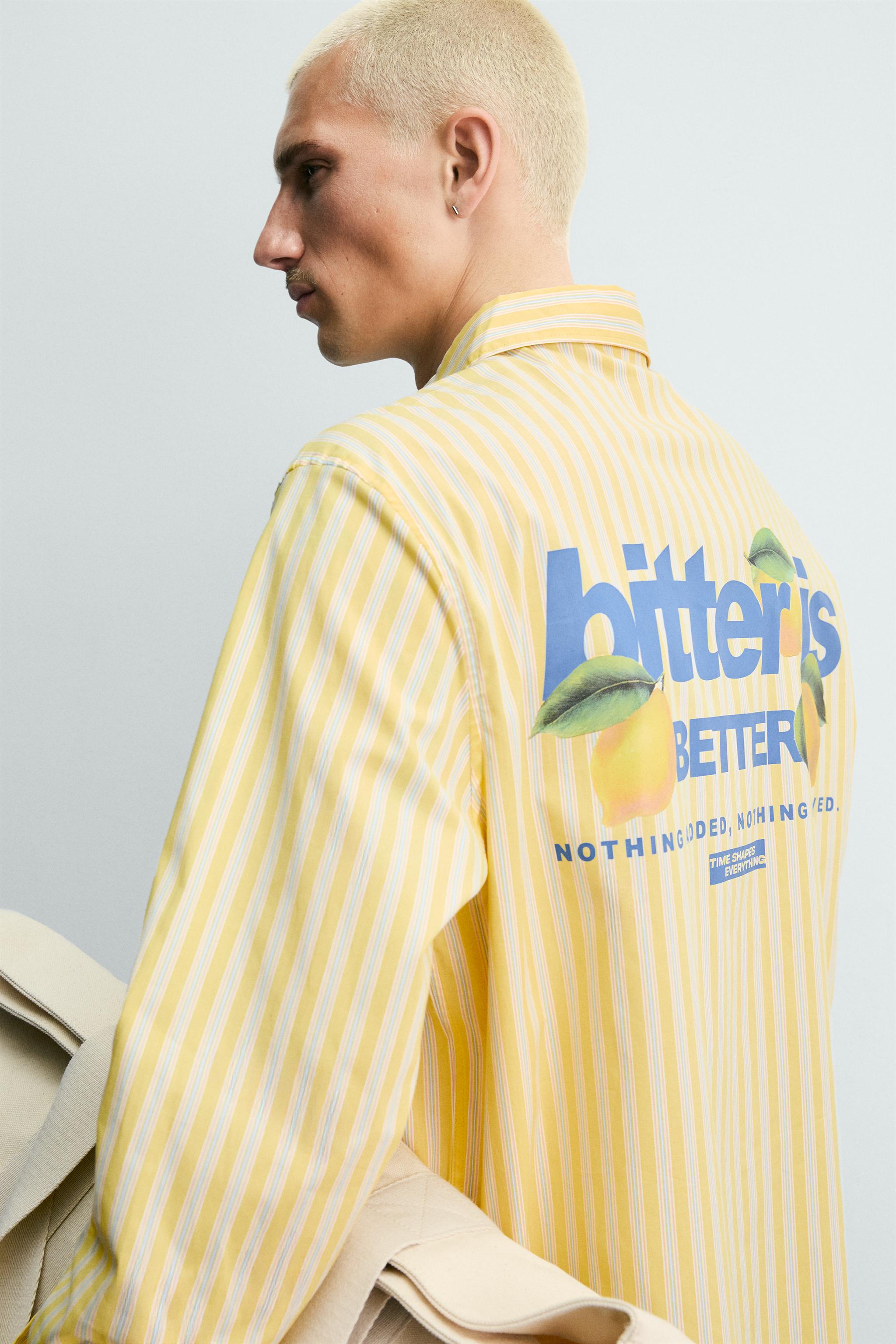 LEMON PRINT STRIPED SHIRT